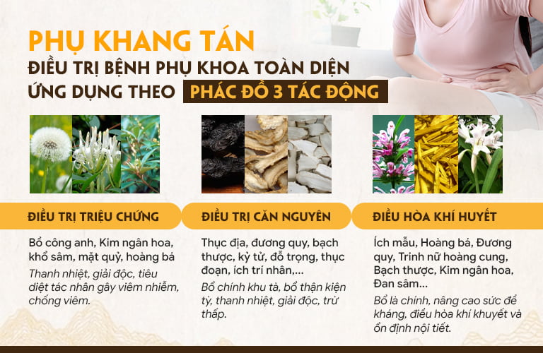 Phụ Khang tán điều trị viêm lộ tuyến từ gốc đến ngọn theo 3 giai đoạn