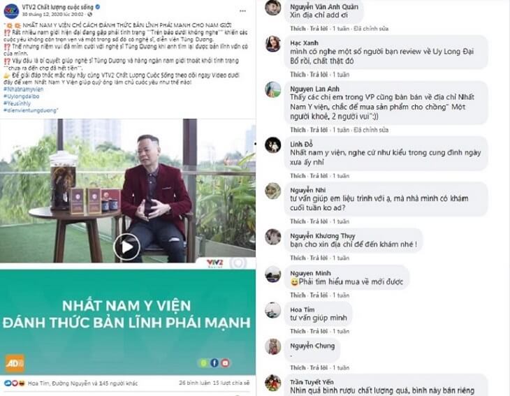 VTV2 đưa tin trên fanpage của kênh