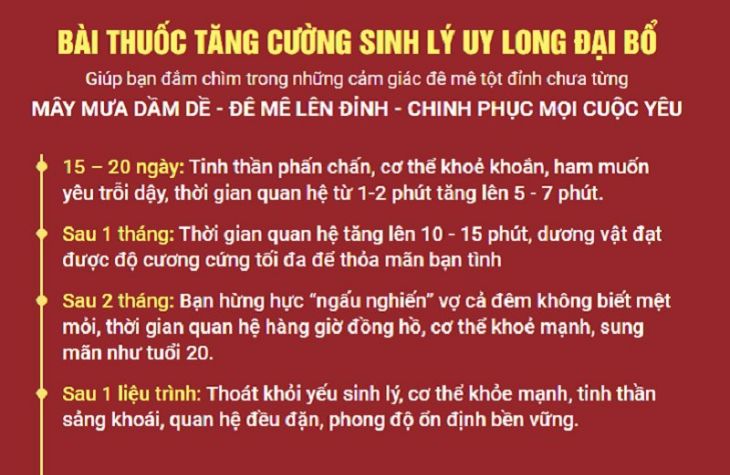 Hiệu quả điều trị từ bài thuốc Uy Long Đại Bổ