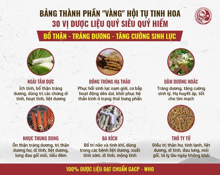 Thành phần dược liệu trong bài thuốc Uy Long Đại Bổ