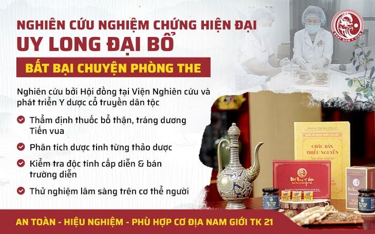 Uy Long Đại Bổ được nghiên cứu và kiểm định bởi các đơn vị uy tín